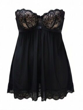 Fredericks of Hollywood Samara Lace Chemise Sexy Lingerie Black Size M NEW!
